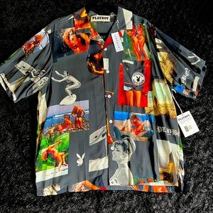 Playboy Surf Club beach button down, M, Blck